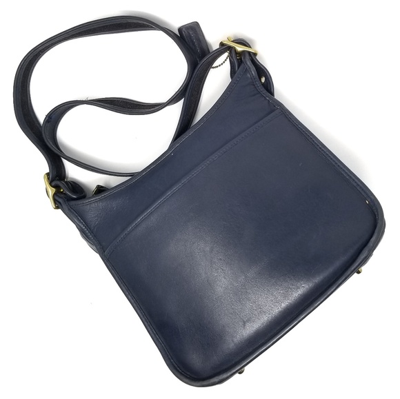 Coach Handbags - COACH Vintage Navy Soft Leather Messenger Bag 9966